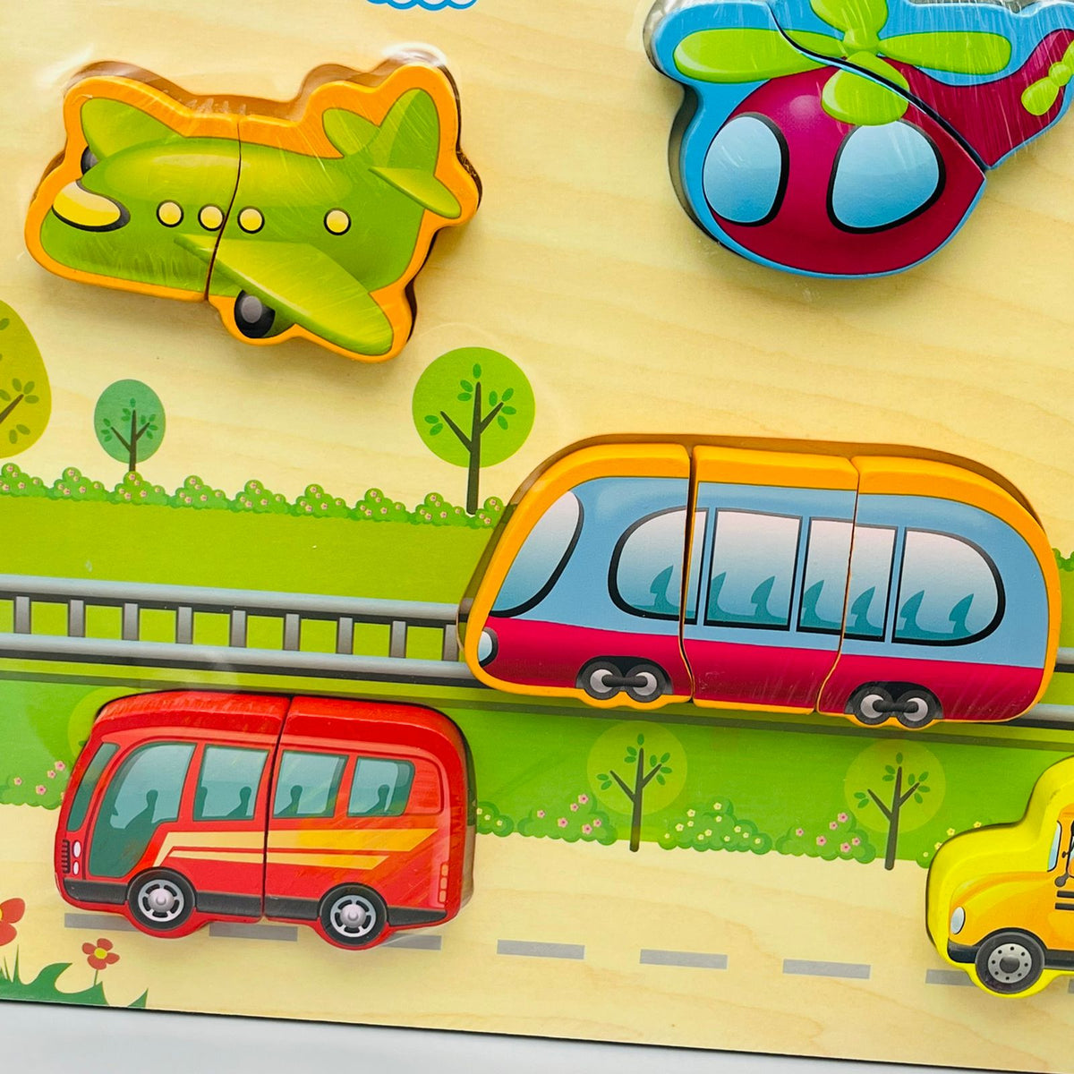 Wooden Educational Vehicle Puzzle Board