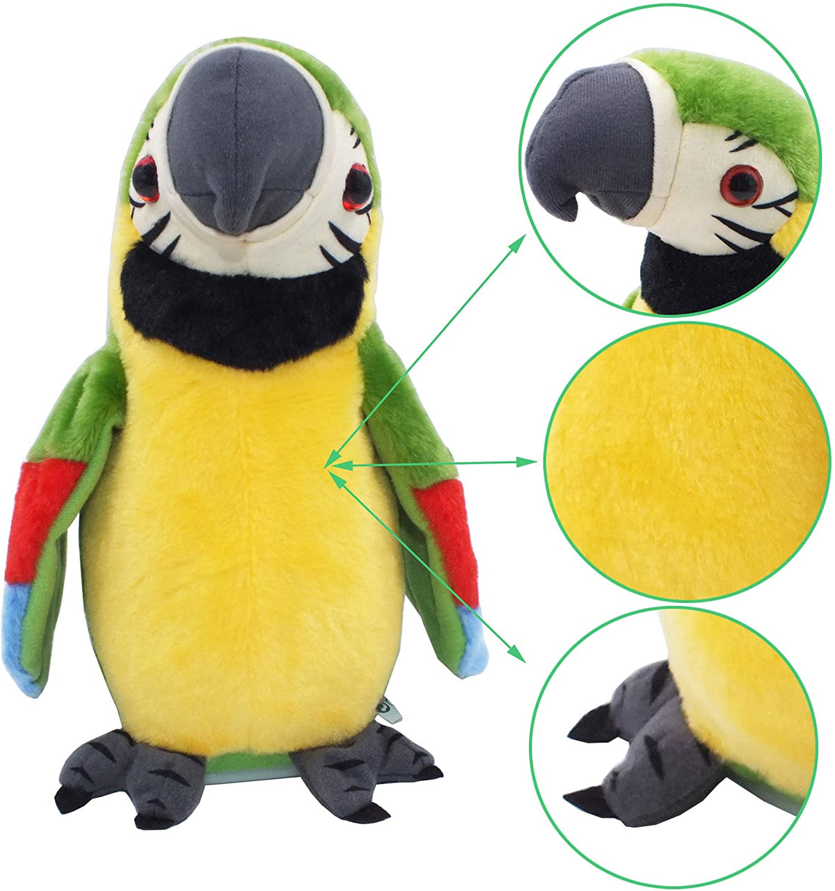 Talking Parrot- Plush Toy-Repeats What You Say