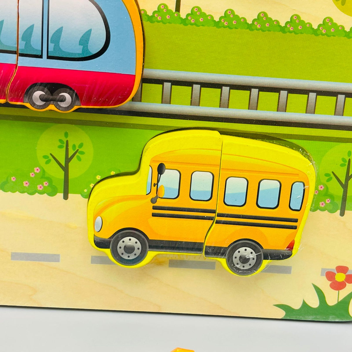 Wooden Educational Vehicle Puzzle Board