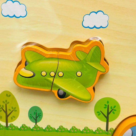 Wooden Educational Vehicle Puzzle Board