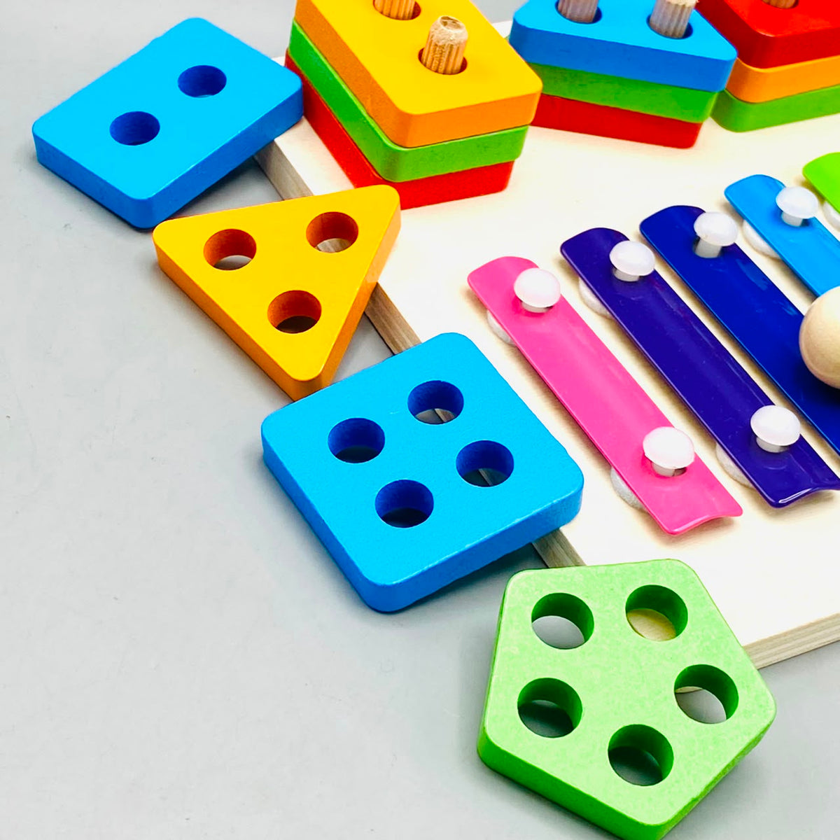 Wooden Montessori Xylophone & Shapes Column